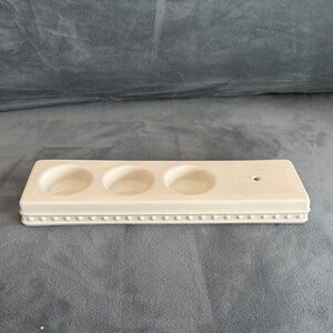 Red Label Nora Fleming Ceramic 9.75" Triple Tealight Votive Holder Candle Retire